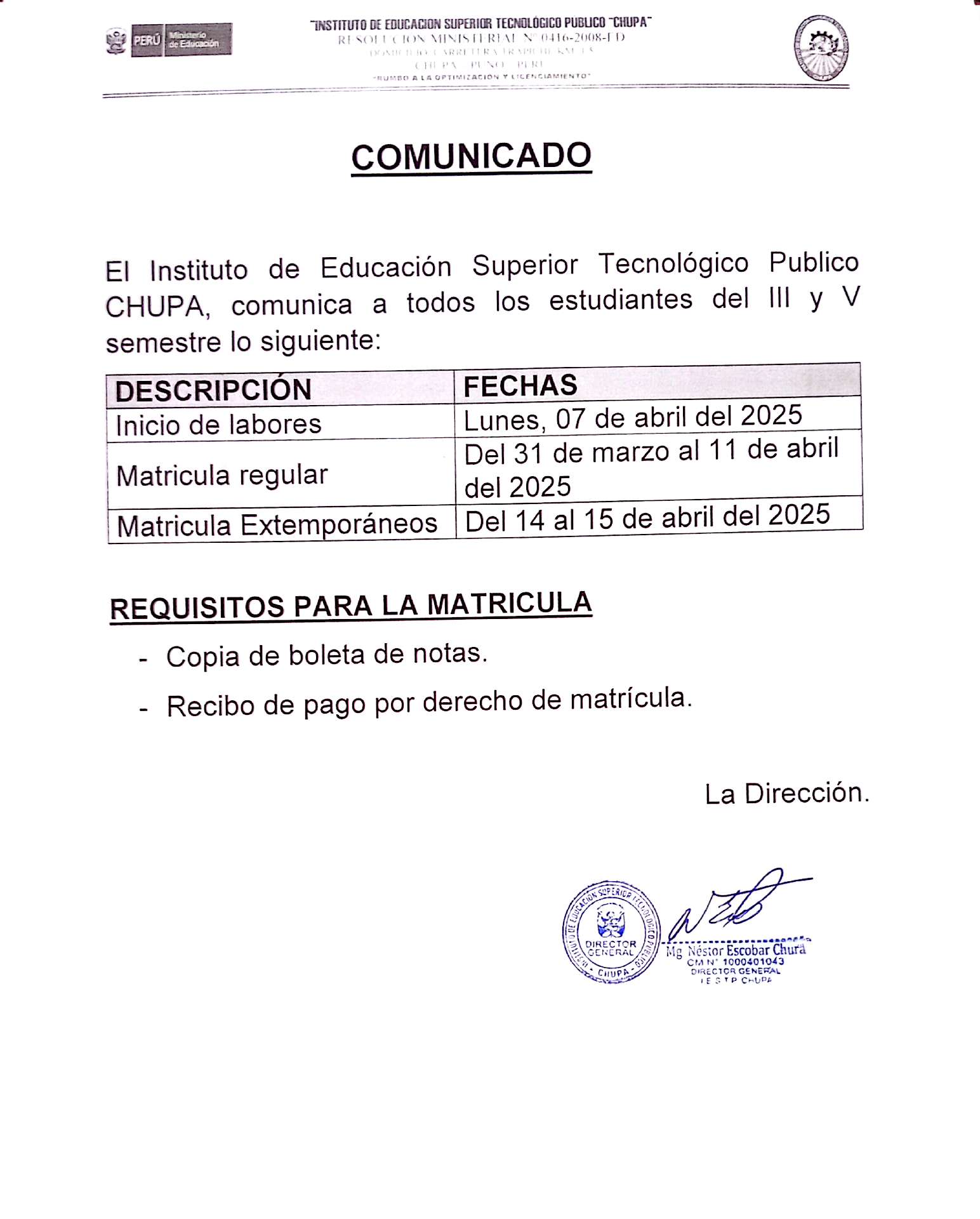 Noticia de último momento